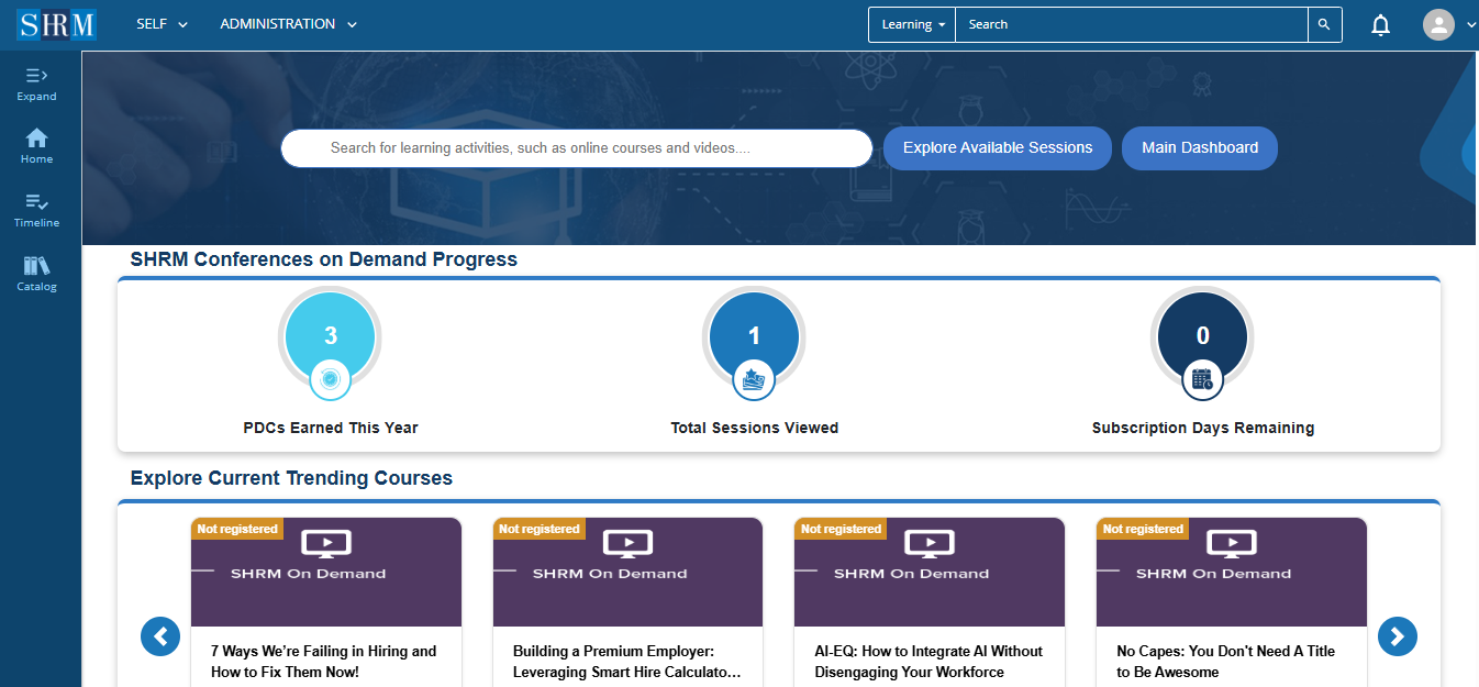 How to Access SHRM Conferences On Demand content via eLearning/ SumTotal